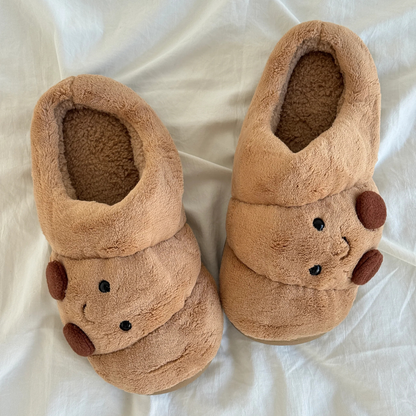 Croissant Fuzzy Slippers