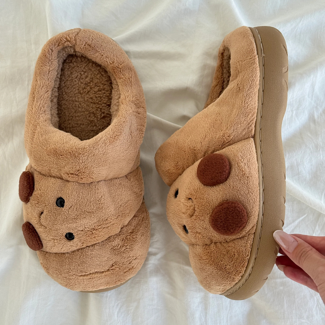 Croissant Fuzzy Slippers
