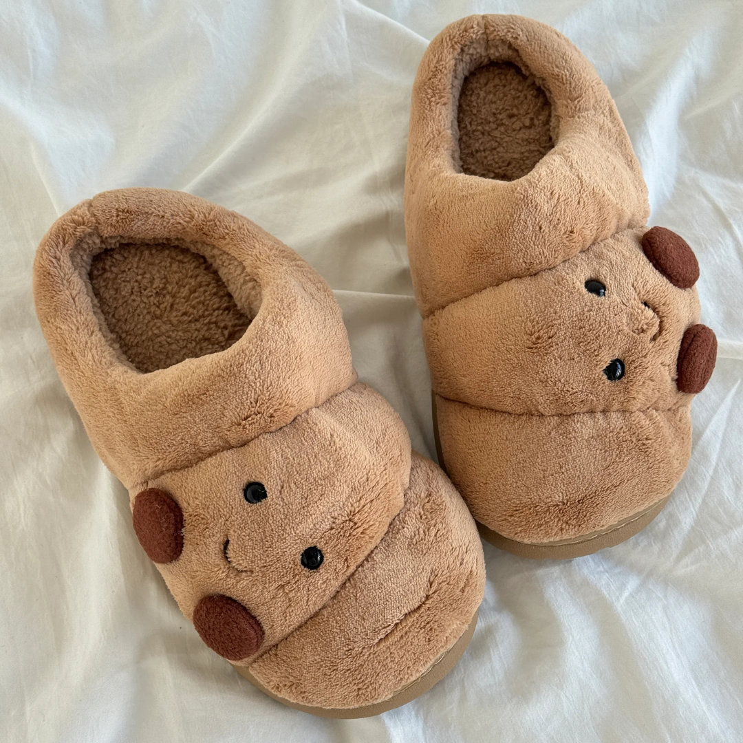 Croissant Fuzzy Slippers